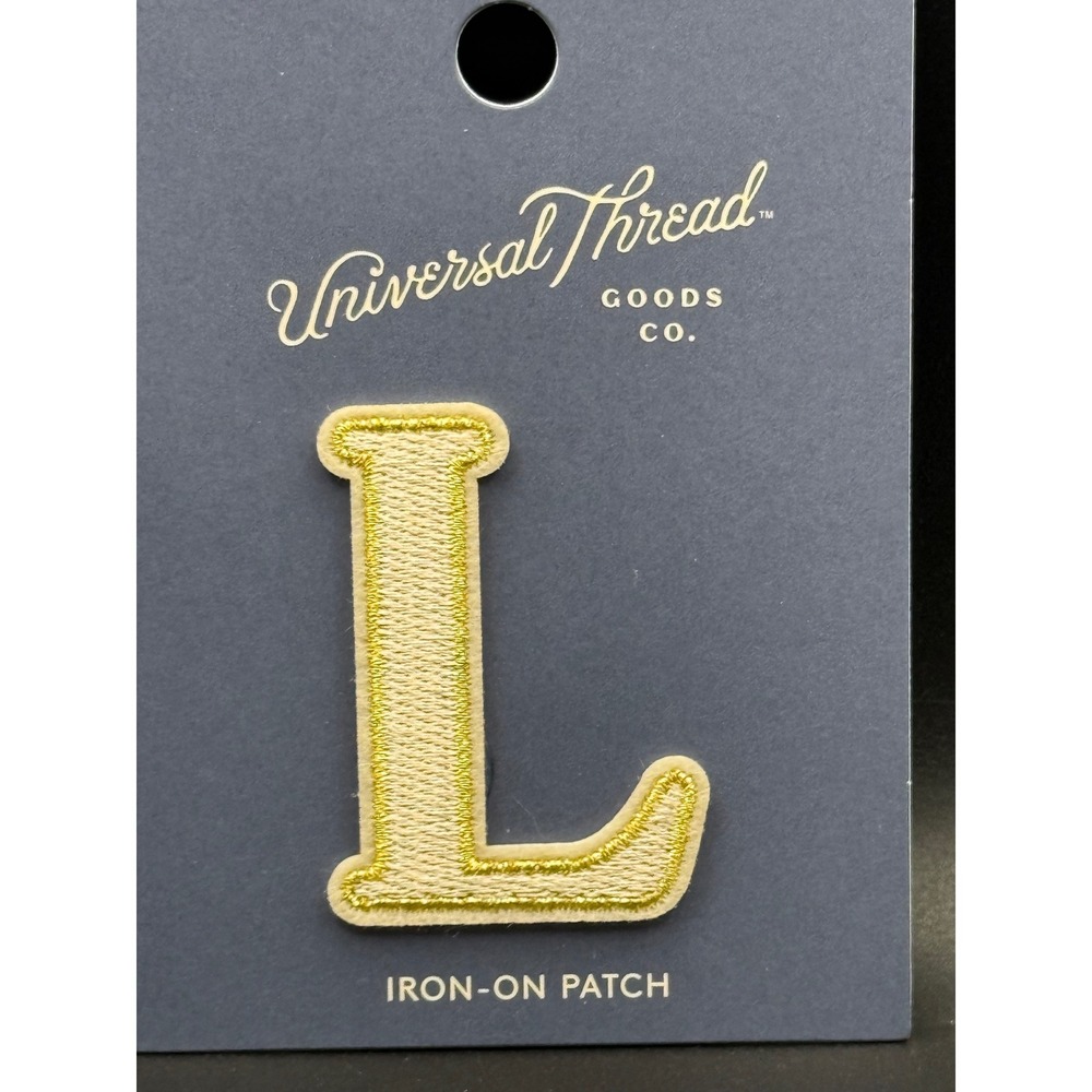 Universal Thread Letter L Iron On Patch Gold Embroidered Initial Monogram New